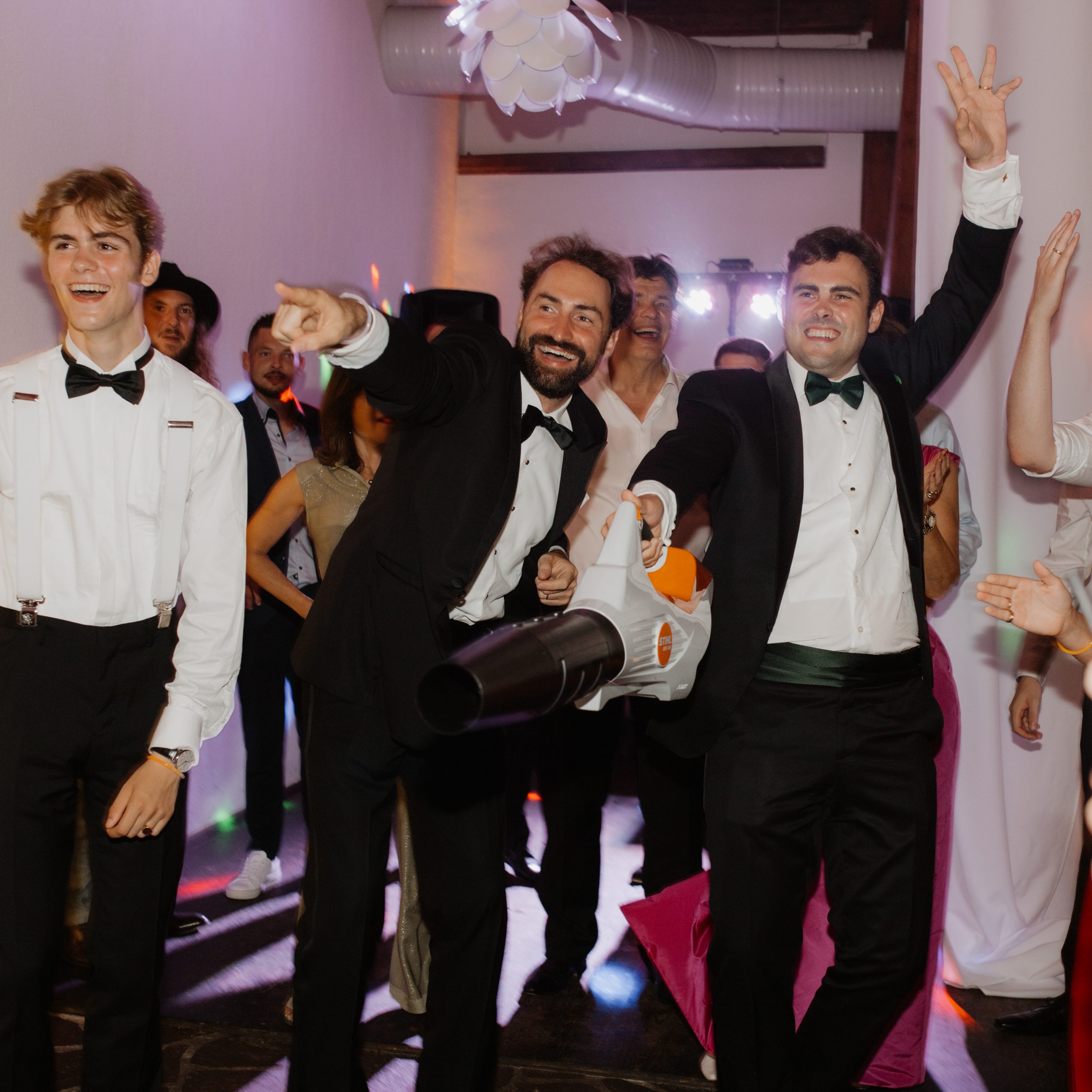 wedding guests have a lot of fun while partying
